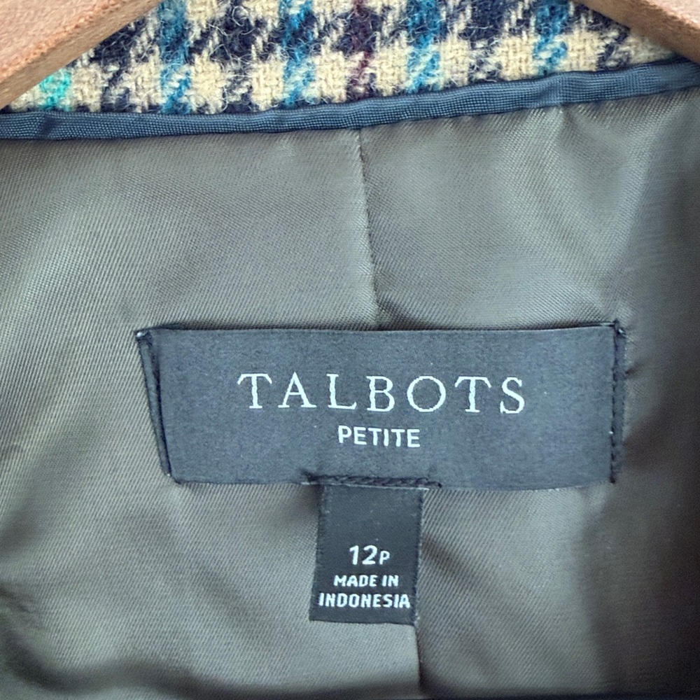 Talbots Blazer Shetland Houndstooth Wool Blend Tweed Two Button Crest career 12P - Picture 5 of 8